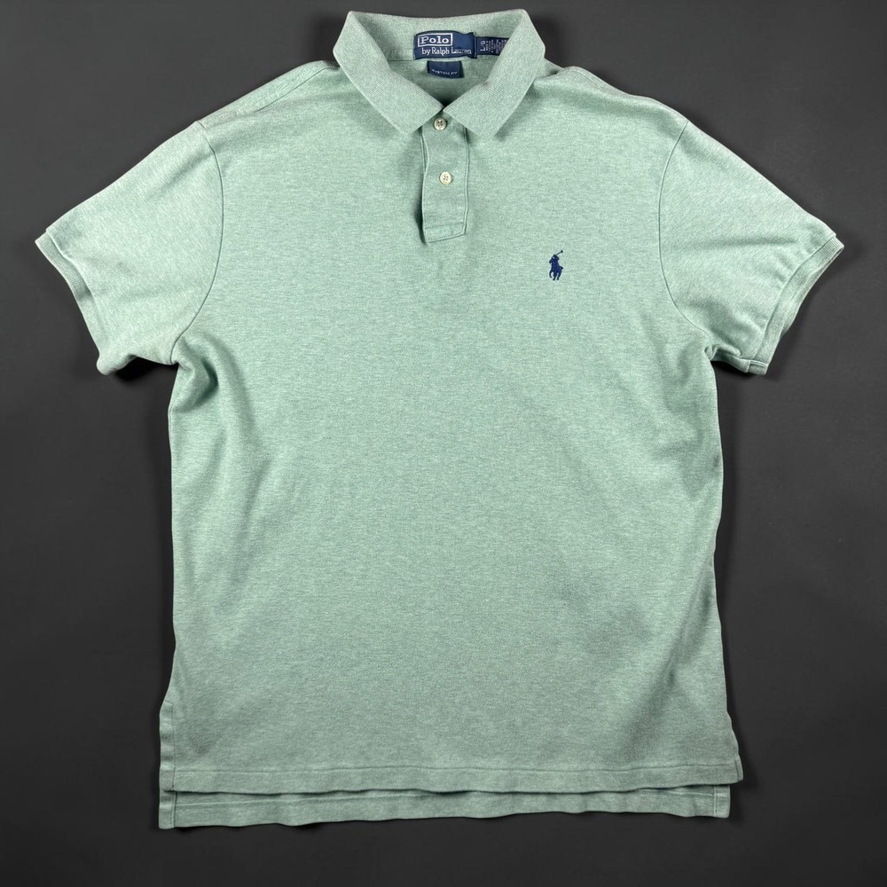 Polo Ralph Lauren Mens Custom Fit Polo Shirt Green Heather Large Short Sleeve
